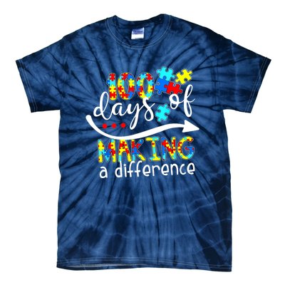 100 Days 100th Day Of School Teacher Autism Awareness Gift Tie-Dye T-Shirt