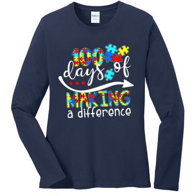 100 Days 100th Day Of School Teacher Autism Awareness Gift Ladies Long Sleeve Shirt