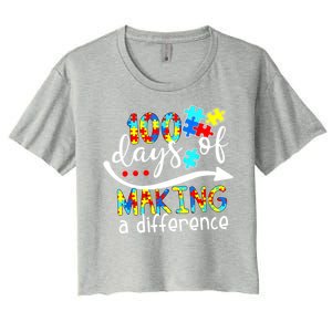 100 Days 100th Day Of School Teacher Autism Awareness Gift Women's Crop Top Tee