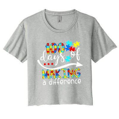 100 Days 100th Day Of School Teacher Autism Awareness Gift Women's Crop Top Tee