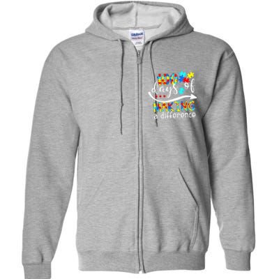 100 Days 100th Day Of School Teacher Autism Awareness Gift Full Zip Hoodie