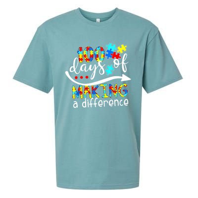 100 Days 100th Day Of School Teacher Autism Awareness Gift Sueded Cloud Jersey T-Shirt