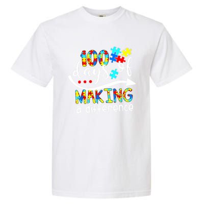 100 Days 100th Day Of School Teacher Autism Awareness Gift Garment-Dyed Heavyweight T-Shirt