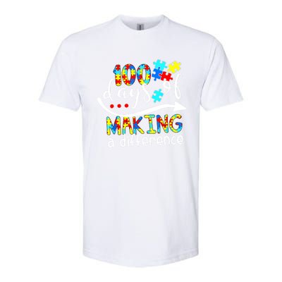 100 Days 100th Day Of School Teacher Autism Awareness Gift Softstyle CVC T-Shirt