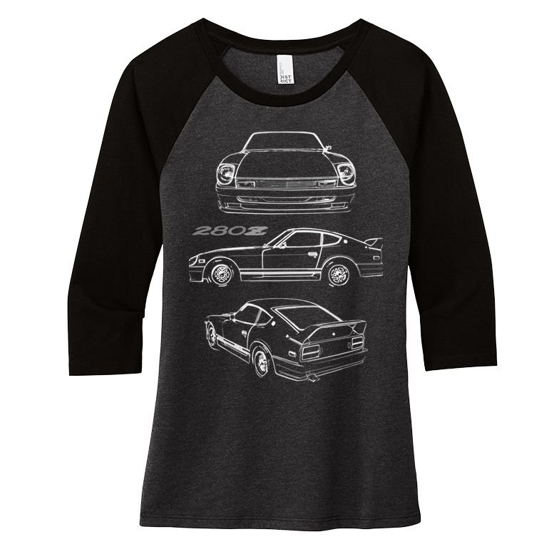1978 Datsun 280z Vintage Jdm Tuner Collector Car Women's Tri-Blend 3/4-Sleeve Raglan Shirt