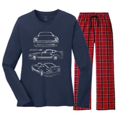 1978 Datsun 280z Vintage Jdm Tuner Collector Car Women's Long Sleeve Flannel Pajama Set 