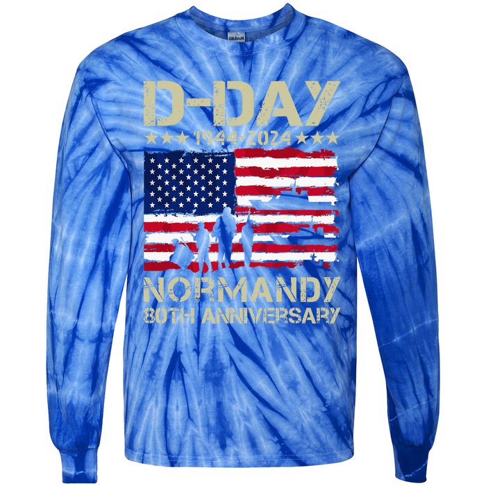 1944 Dday 2024 80th Anniversary Normandy Tie-Dye Long Sleeve Shirt