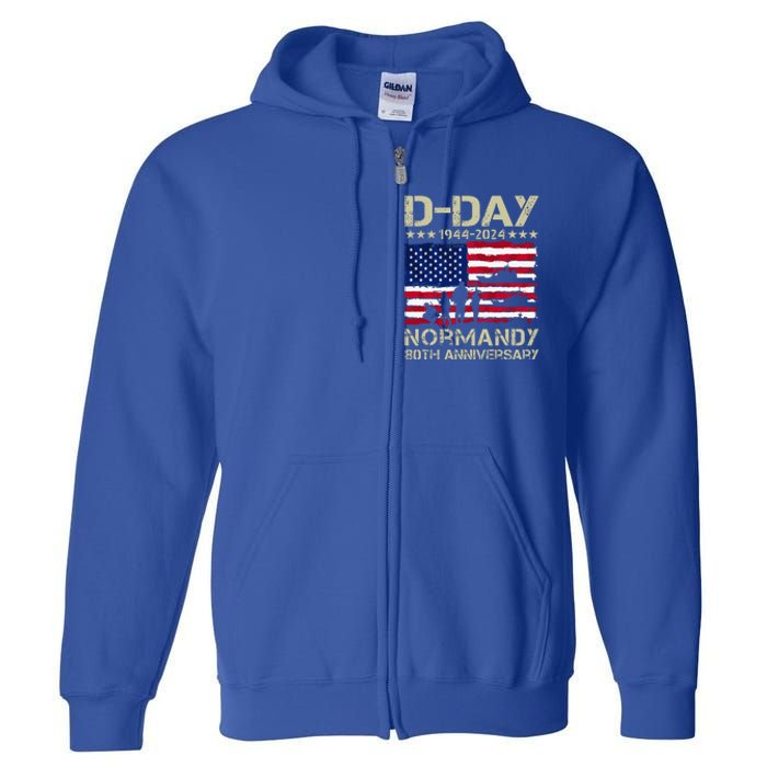 1944 Dday 2024 80th Anniversary Normandy Full Zip Hoodie