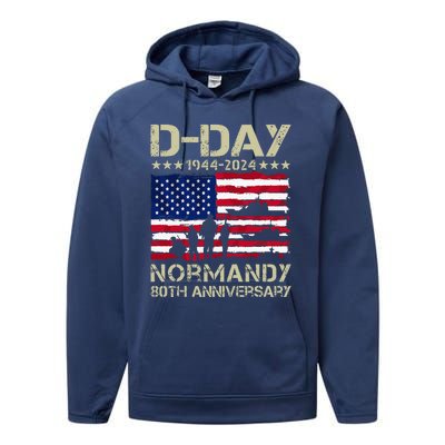 1944 Dday 2024 80th Anniversary Normandy Performance Fleece Hoodie