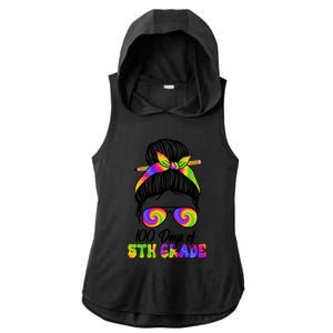 100 Days 5th Grade Messy Bun 100th Day Being Smarter Tie Dye Gift Ladies PosiCharge Tri-Blend Wicking Draft Hoodie Tank