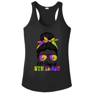 100 Days 5th Grade Messy Bun 100th Day Being Smarter Tie Dye Gift Ladies PosiCharge Competitor Racerback Tank