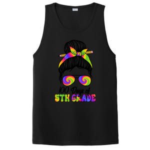 100 Days 5th Grade Messy Bun 100th Day Being Smarter Tie Dye Gift PosiCharge Competitor Tank