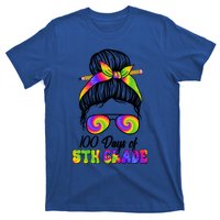 100 Days 5th Grade Messy Bun 100th Day Being Smarter Tie Dye Gift T-Shirt