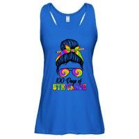 100 Days 5th Grade Messy Bun 100th Day Being Smarter Tie Dye Gift Ladies Essential Flowy Tank