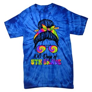 100 Days 5th Grade Messy Bun 100th Day Being Smarter Tie Dye Gift Tie-Dye T-Shirt