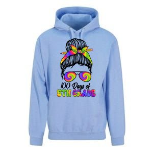 100 Days 5th Grade Messy Bun 100th Day Being Smarter Tie Dye Gift Unisex Surf Hoodie