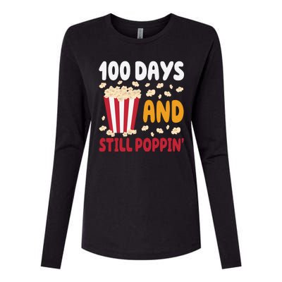 100 Days And Still Poppin 100th Day Of School Funny Womens Cotton Relaxed Long Sleeve T-Shirt