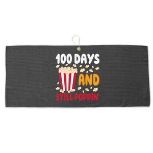 100 Days And Still Poppin 100th Day Of School Funny Large Microfiber Waffle Golf Towel