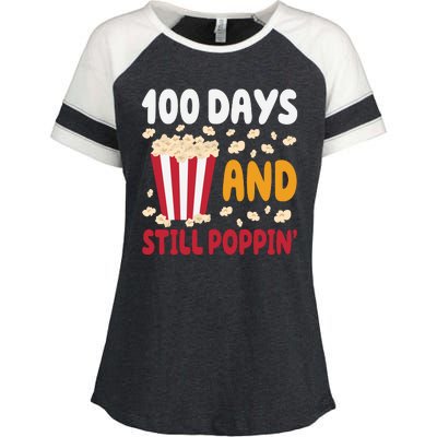 100 Days And Still Poppin 100th Day Of School Funny Enza Ladies Jersey Colorblock Tee