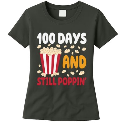 100 Days And Still Poppin 100th Day Of School Funny Womens T-Shirt