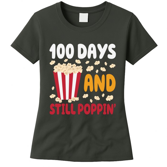 100 Days And Still Poppin 100th Day Of School Funny Womens T-Shirt