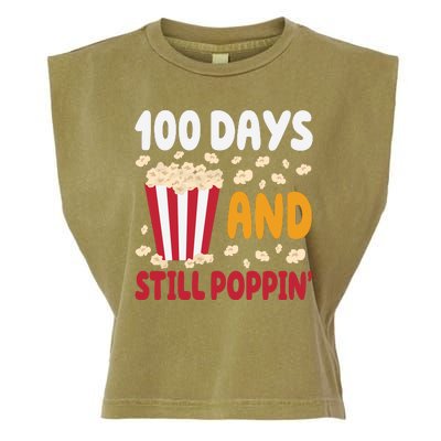 100 Days And Still Poppin 100th Day Of School Funny Garment-Dyed Women's Muscle Tee