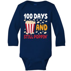 100 Days And Still Poppin 100th Day Of School Funny Baby Long Sleeve Bodysuit