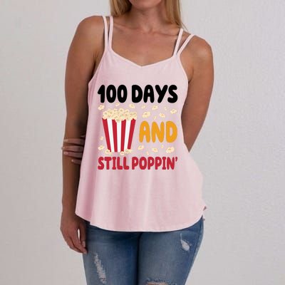 100 Days And Still Poppin 100th Day Of School Funny Women's Strappy Tank