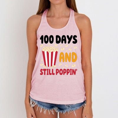 100 Days And Still Poppin 100th Day Of School Funny Women's Knotted Racerback Tank