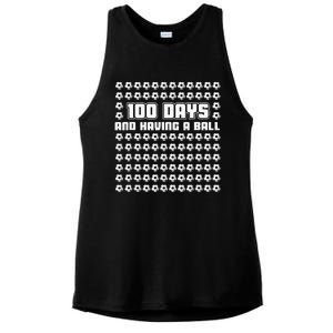 100 Days and having a ball Soccer 100th Day Ladies PosiCharge Tri-Blend Wicking Tank