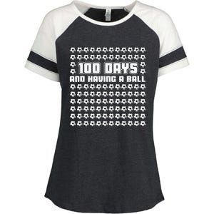 100 Days and having a ball Soccer 100th Day Enza Ladies Jersey Colorblock Tee