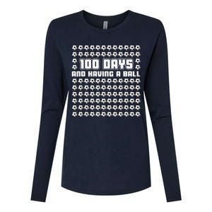 100 Days and having a ball Soccer 100th Day Womens Cotton Relaxed Long Sleeve T-Shirt