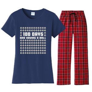 100 Days and having a ball Soccer 100th Day Women's Flannel Pajama Set