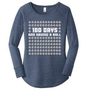 100 Days and having a ball Soccer 100th Day Women's Perfect Tri Tunic Long Sleeve Shirt