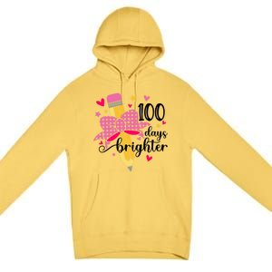 100 Days Brighter Pencil Headband 100th Day Of School Meaningful Gift Premium Pullover Hoodie