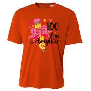 100 Days Brighter Pencil Headband 100th Day Of School Meaningful Gift Cooling Performance Crew T-Shirt