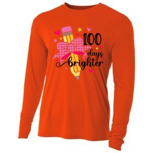 100 Days Brighter Pencil Headband 100th Day Of School Meaningful Gift Cooling Performance Long Sleeve Crew