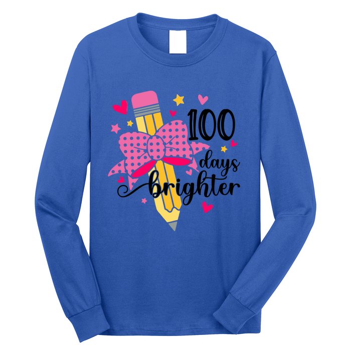 100 Days Brighter Pencil Headband 100th Day Of School Meaningful Gift Long Sleeve Shirt