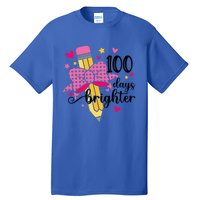 100 Days Brighter Pencil Headband 100th Day Of School Meaningful Gift Tall T-Shirt