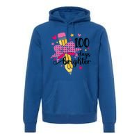 100 Days Brighter Pencil Headband 100th Day Of School Meaningful Gift Premium Hoodie