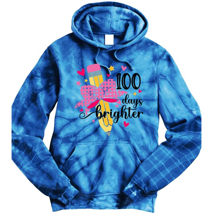 100 Days Brighter Pencil Headband 100th Day Of School Meaningful Gift Tie Dye Hoodie