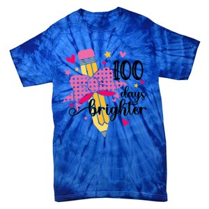 100 Days Brighter Pencil Headband 100th Day Of School Meaningful Gift Tie-Dye T-Shirt