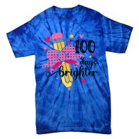 100 Days Brighter Pencil Headband 100th Day Of School Meaningful Gift Tie-Dye T-Shirt