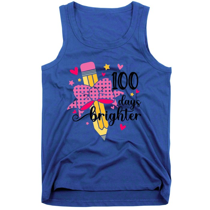 100 Days Brighter Pencil Headband 100th Day Of School Meaningful Gift Tank Top