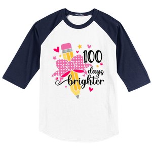 100 Days Brighter Pencil Headband 100th Day Of School Meaningful Gift Baseball Sleeve Shirt