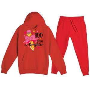 100 Days Brighter Pencil Headband 100th Day Of School Meaningful Gift Premium Hooded Sweatsuit Set