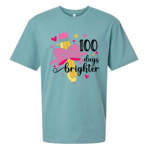 100 Days Brighter Pencil Headband 100th Day Of School Meaningful Gift Sueded Cloud Jersey T-Shirt