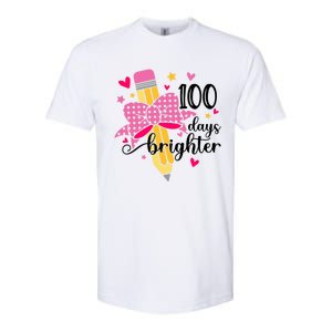 100 Days Brighter Pencil Headband 100th Day Of School Meaningful Gift Softstyle CVC T-Shirt