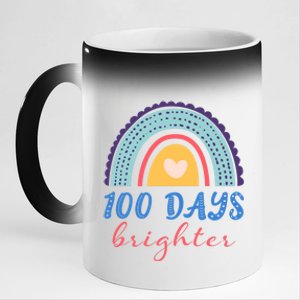 100 Days Brighter Rainbow 100 Days Of School Teacher Student Gift 11oz Black Color Changing Mug