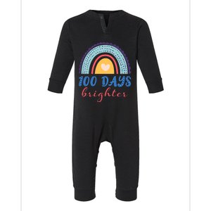 100 Days Brighter Rainbow 100 Days Of School Teacher Student Gift Infant Fleece One Piece